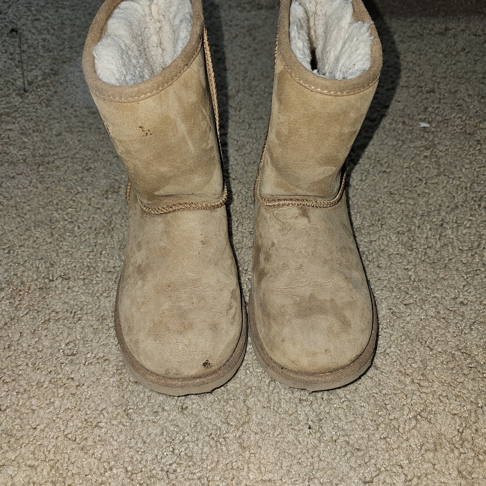 UGG Chestnut Suede Shearling-Lined Slip-On Boot Size 1